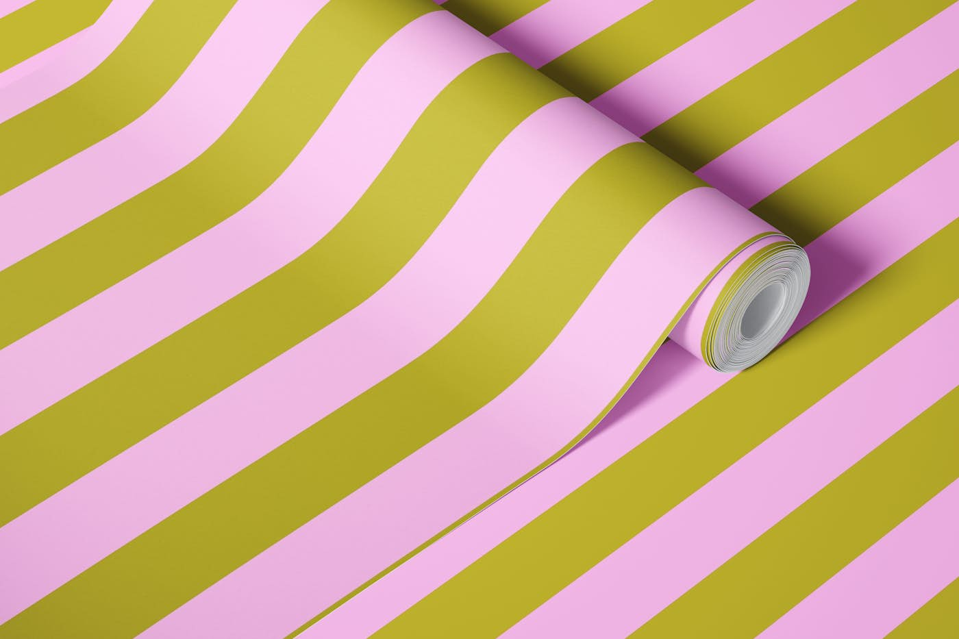 Pink and Gold Stripes wallpaper roll