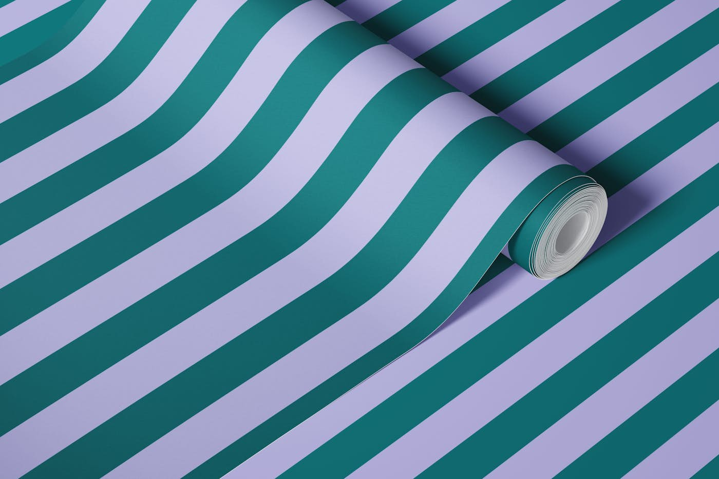 Pink and Teal Retro Stripes wallpaper roll