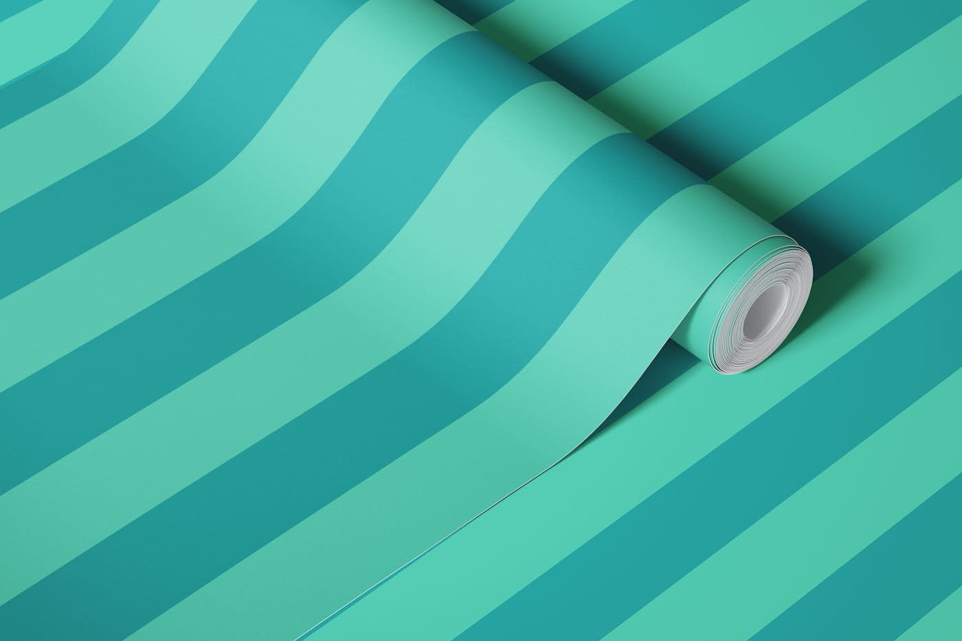 Green and Blue Retro Stripes wallpaper roll