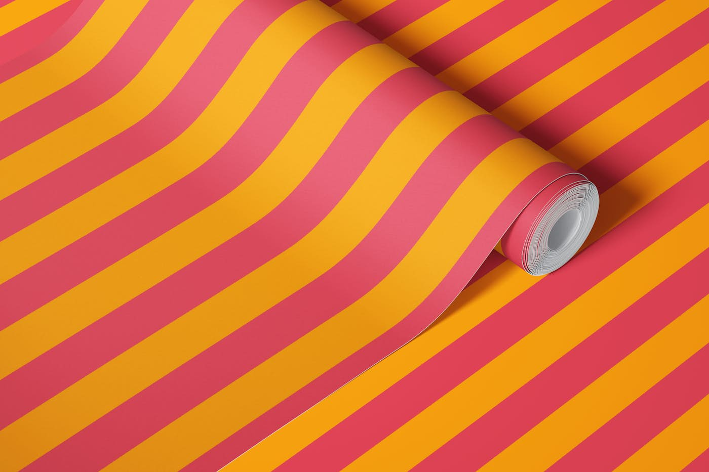 Dark Pink and Orange Retro Stripes wallpaper roll