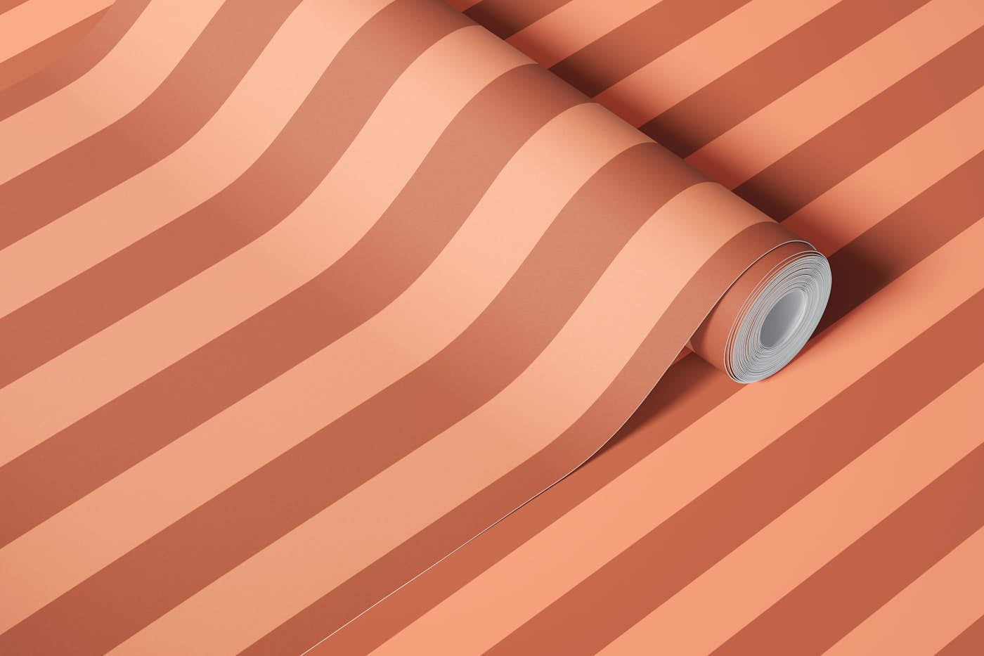 Peach and Brown Retro Stripes wallpaper roll