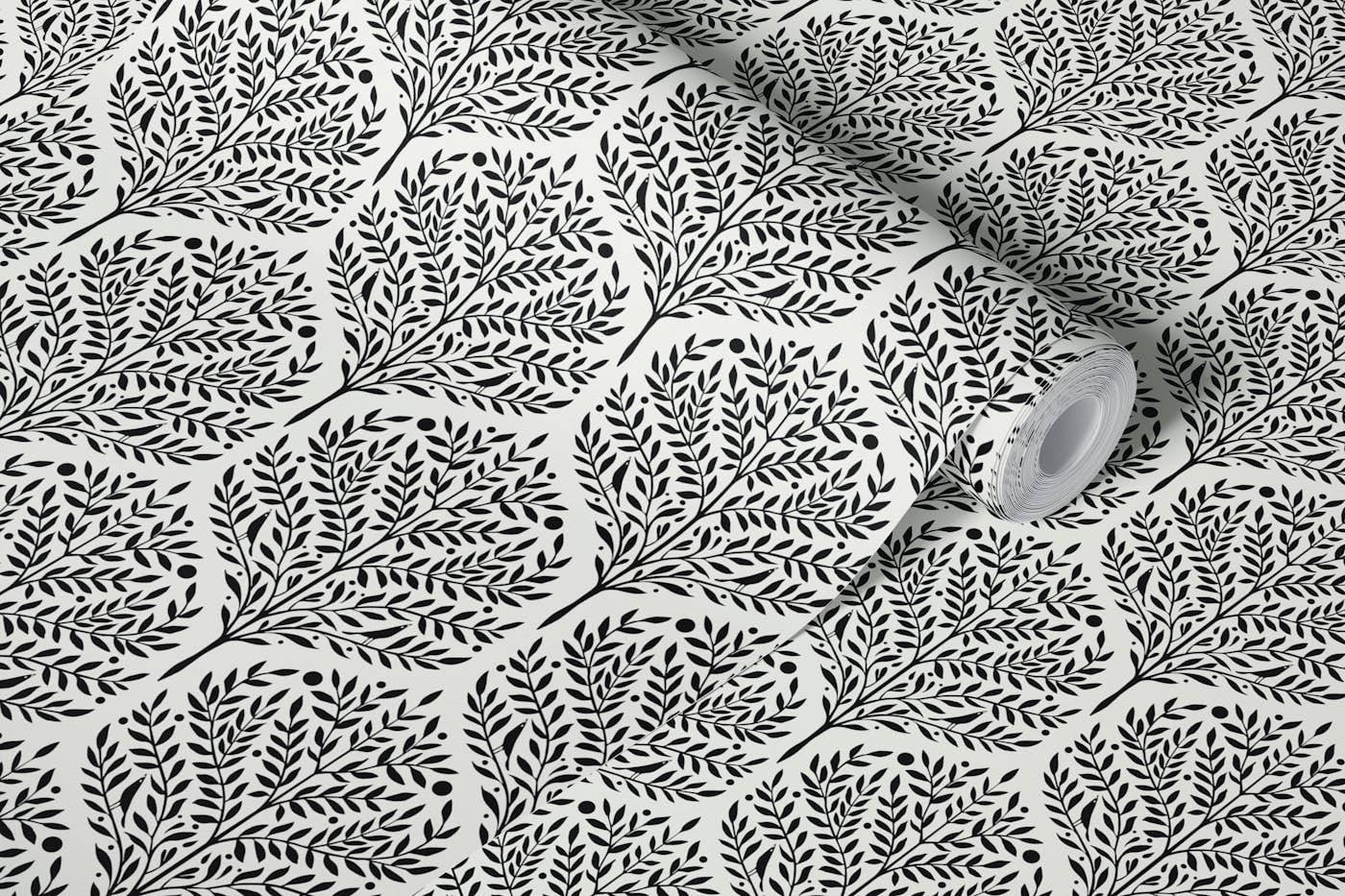 Black and white forest pattern wallpaper roll