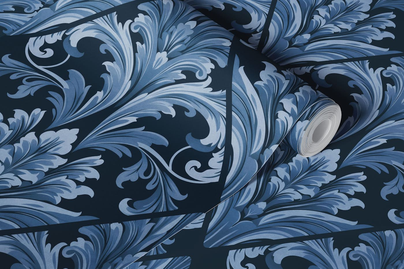 Victorian Elegance Regency Swirls Royal Blue wallpaper roll