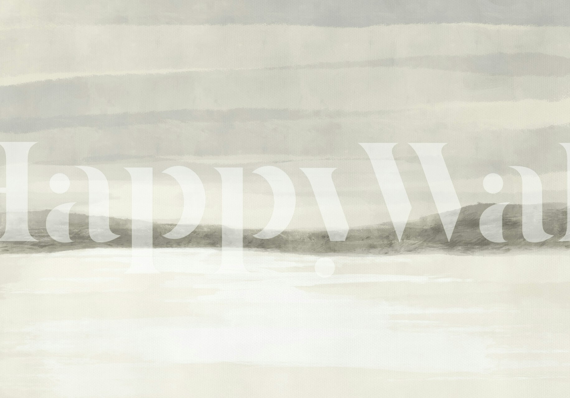 Abstract landscape wallpaper in a room setting