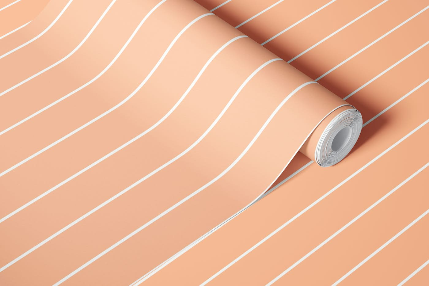 Peach Fuzz Pinstripes wallpaper roll