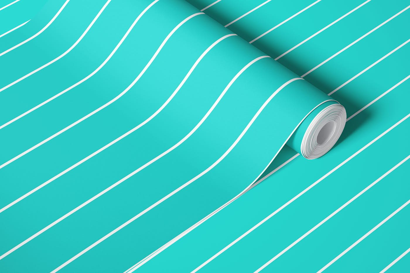 Maximum Blue Green pinstripes wallpaper roll