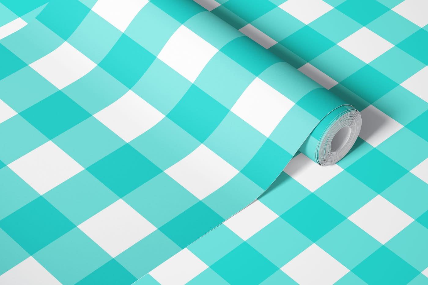 Maximum Blue Green gingham wallpaper roll