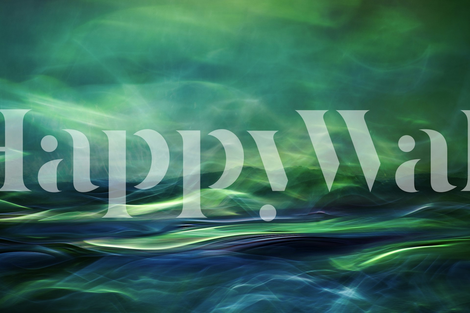 Abstract northern lights wallpaper in shades of green and blue.