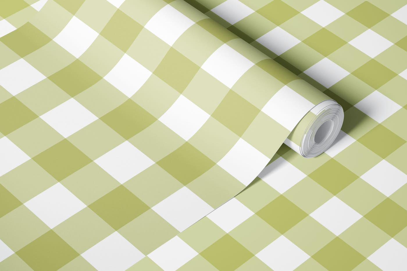 Green Banana Gingham wallpaper roll