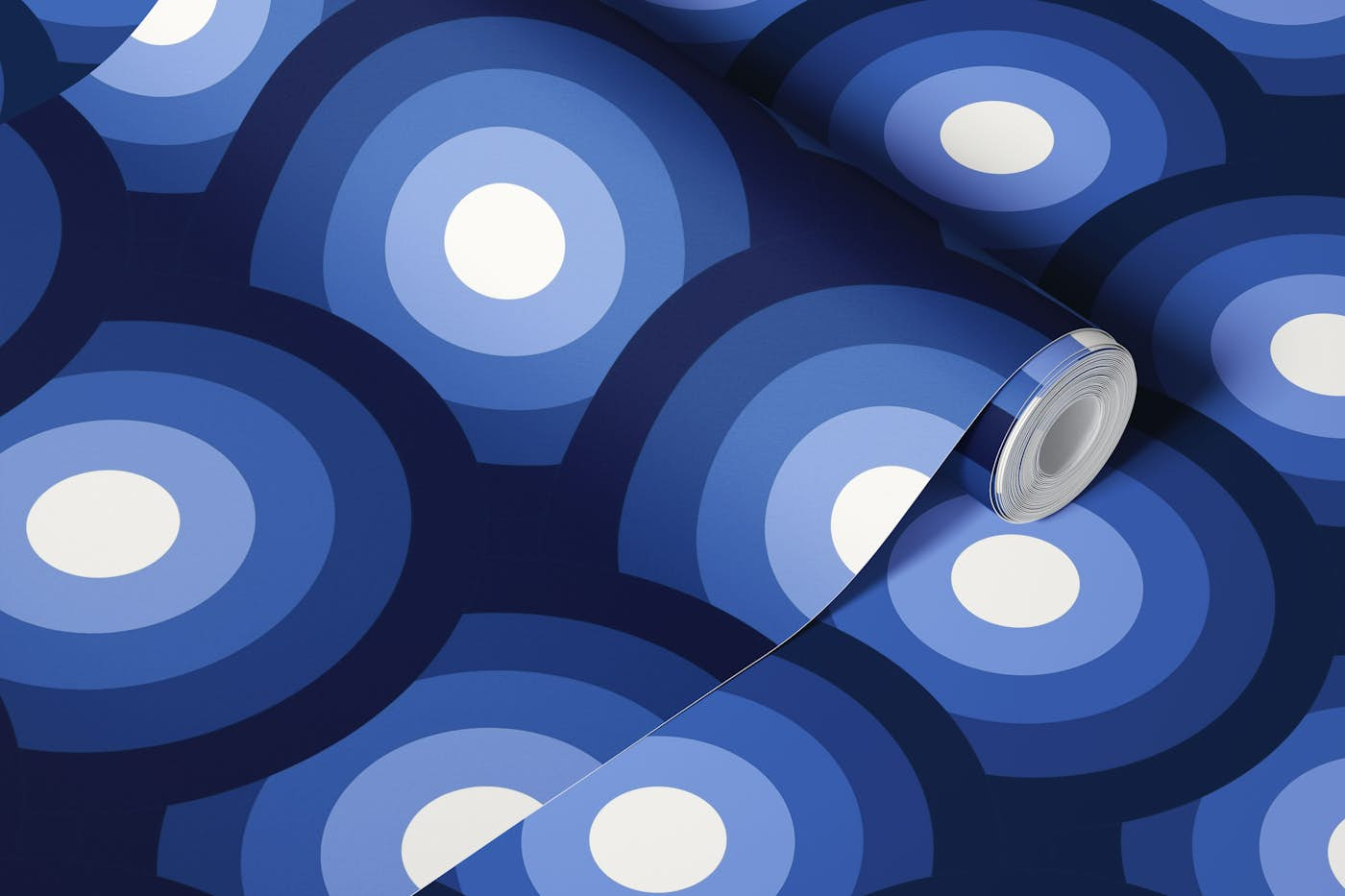 Gradient Circles - Navy wallpaper roll