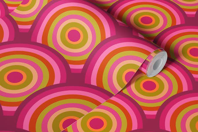 Gradient Circles - Vintage Pinkwallpaper roll