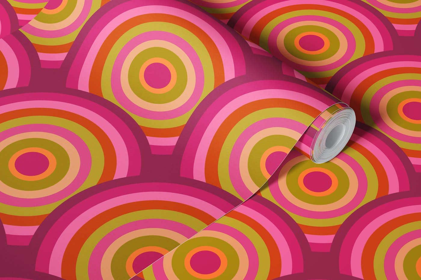 Gradient Circles - Vintage Pink wallpaper roll