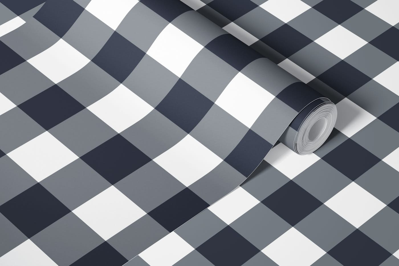 Dark Blueberry Gingham wallpaper roll