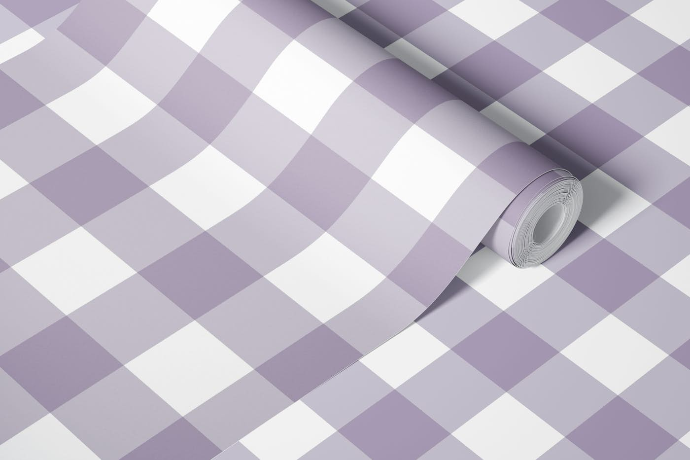 Blueberry Mauve gingham wallpaper roll