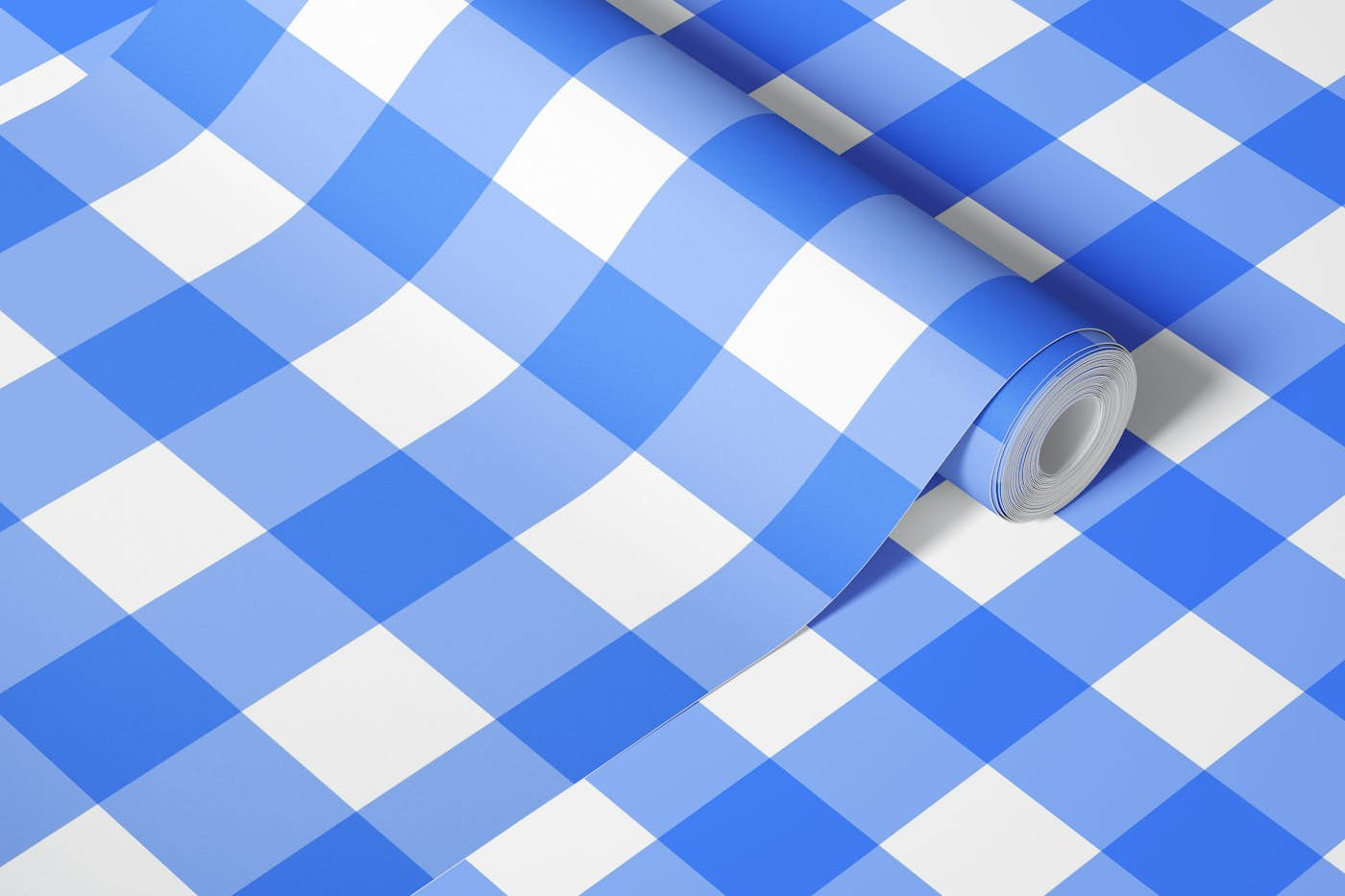 Blueberry Blue Gingham wallpaper roll