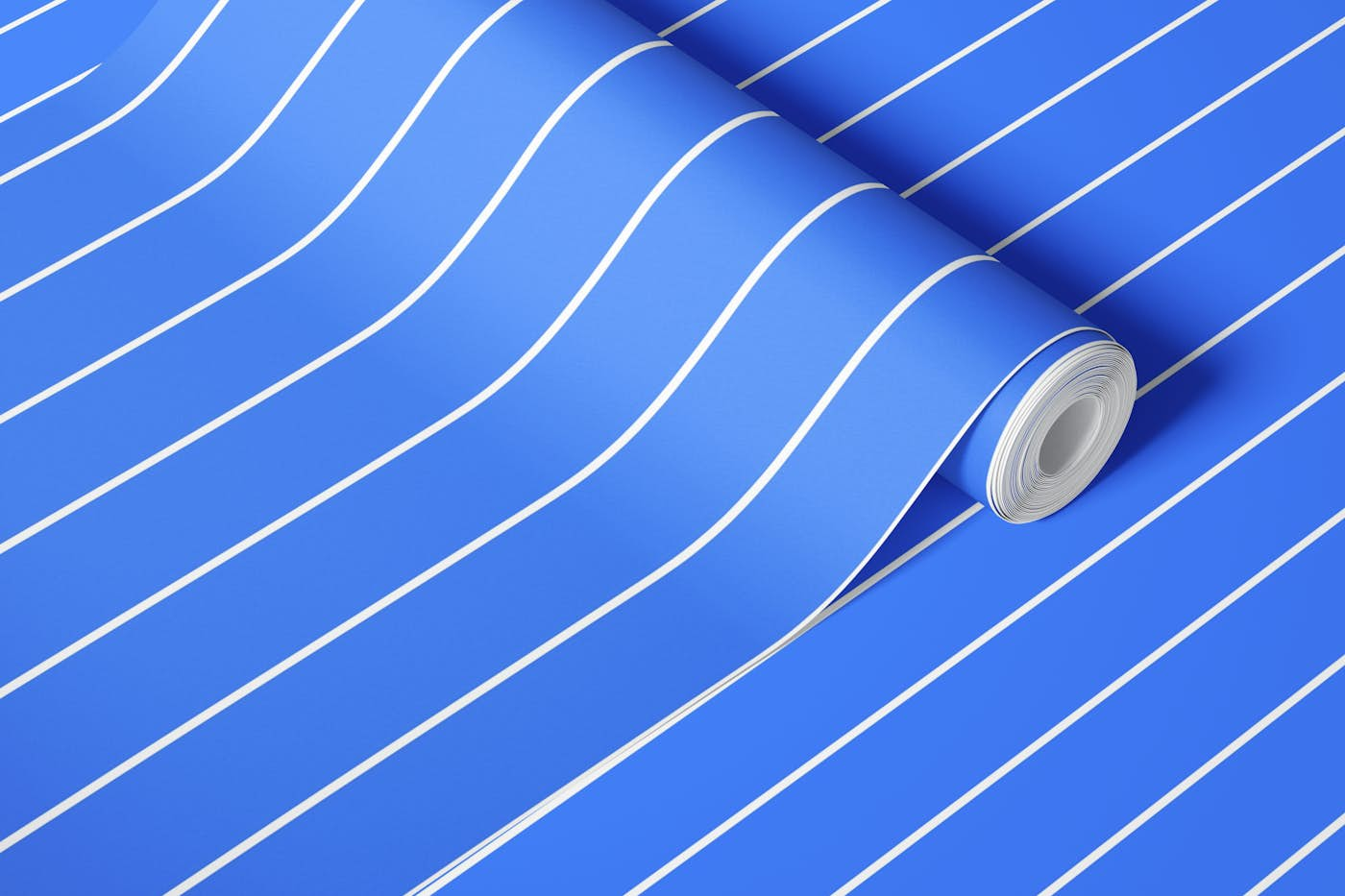 Blueberry Blue pinstripes wallpaper roll