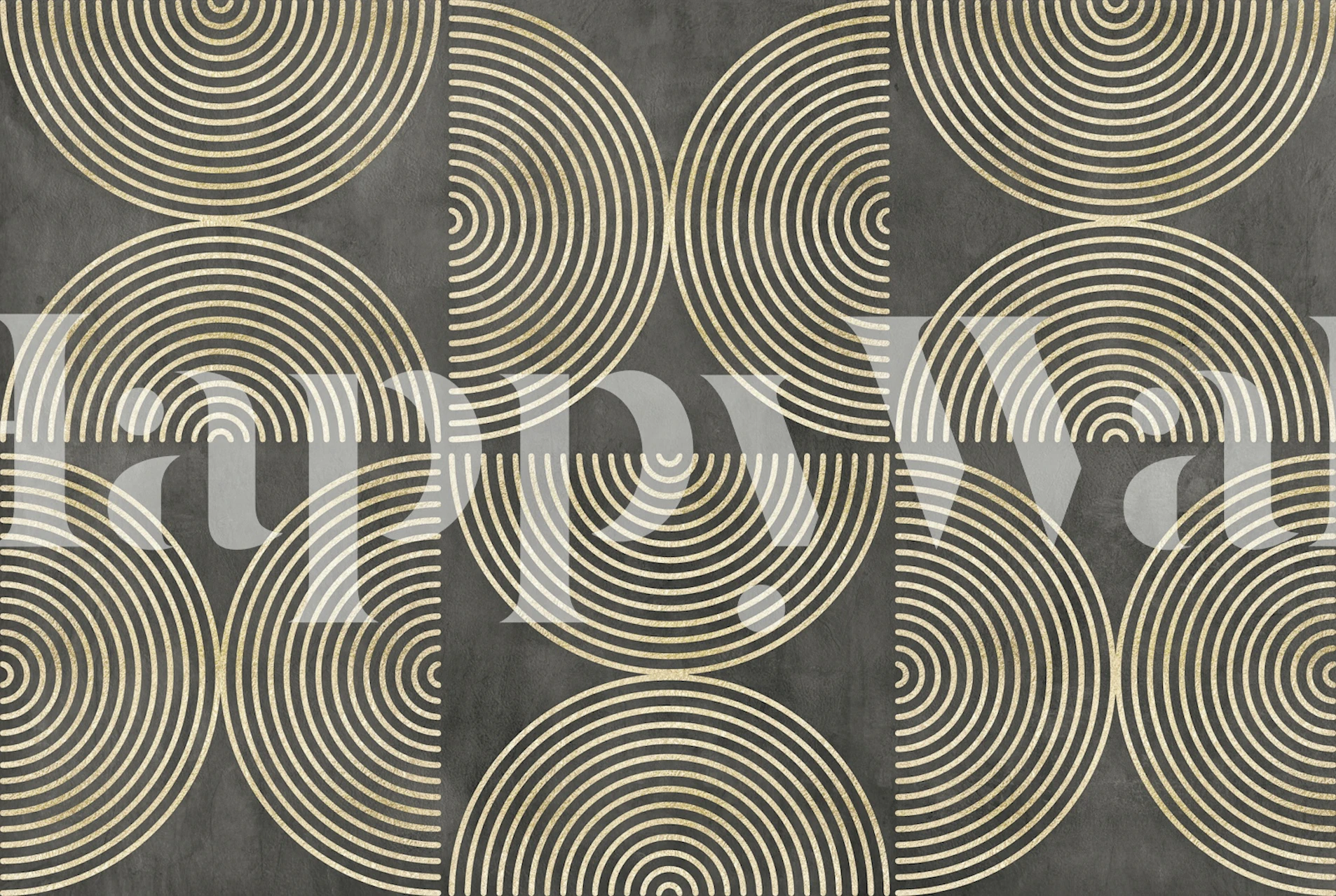 Gold concentric circles on a dark background wallpaper