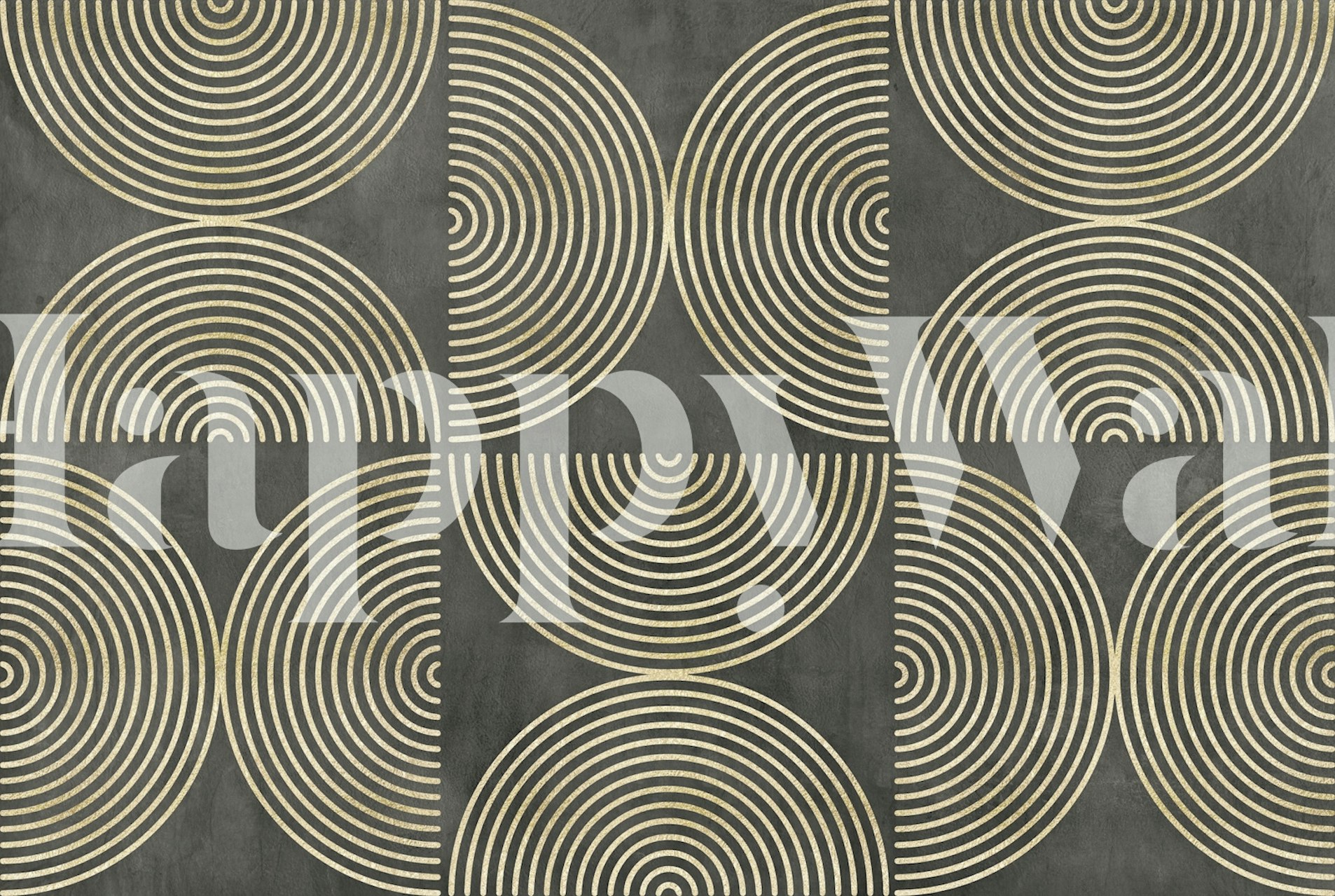 Gouden en bruine moderne kunstcirkel muurschildering ontwerp