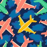 FLYING HIGH Cute Kids Airplane Clouds Brights wallpaper