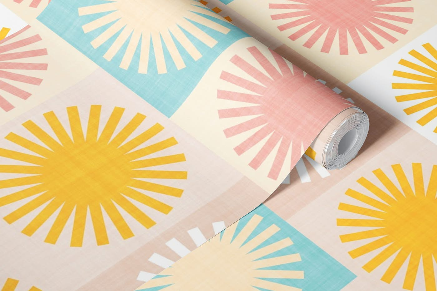 Sunny Checks Plaid pattern in pastels wallpaper roll