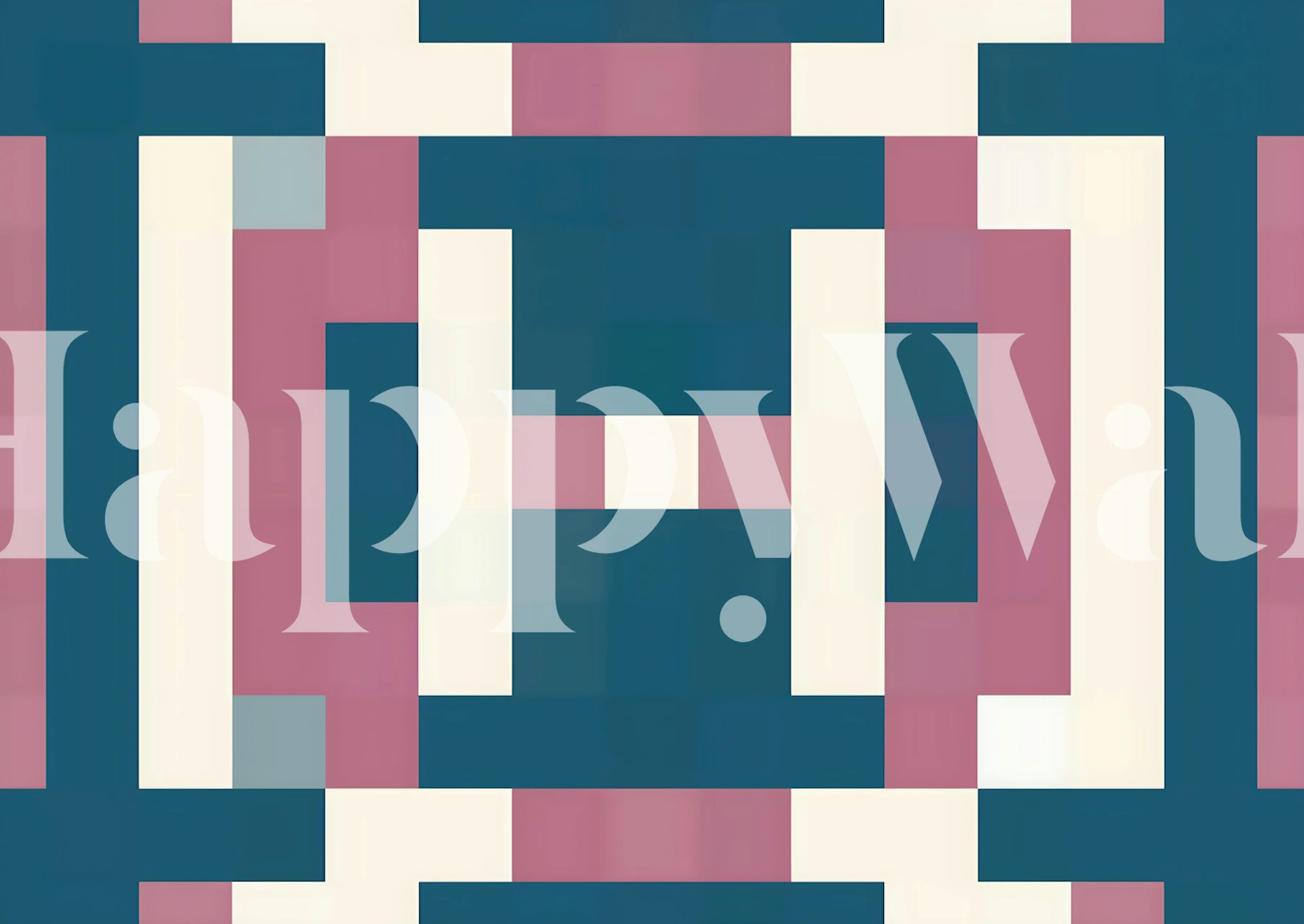 Solo Electric geometric wall mural with blues and pinks