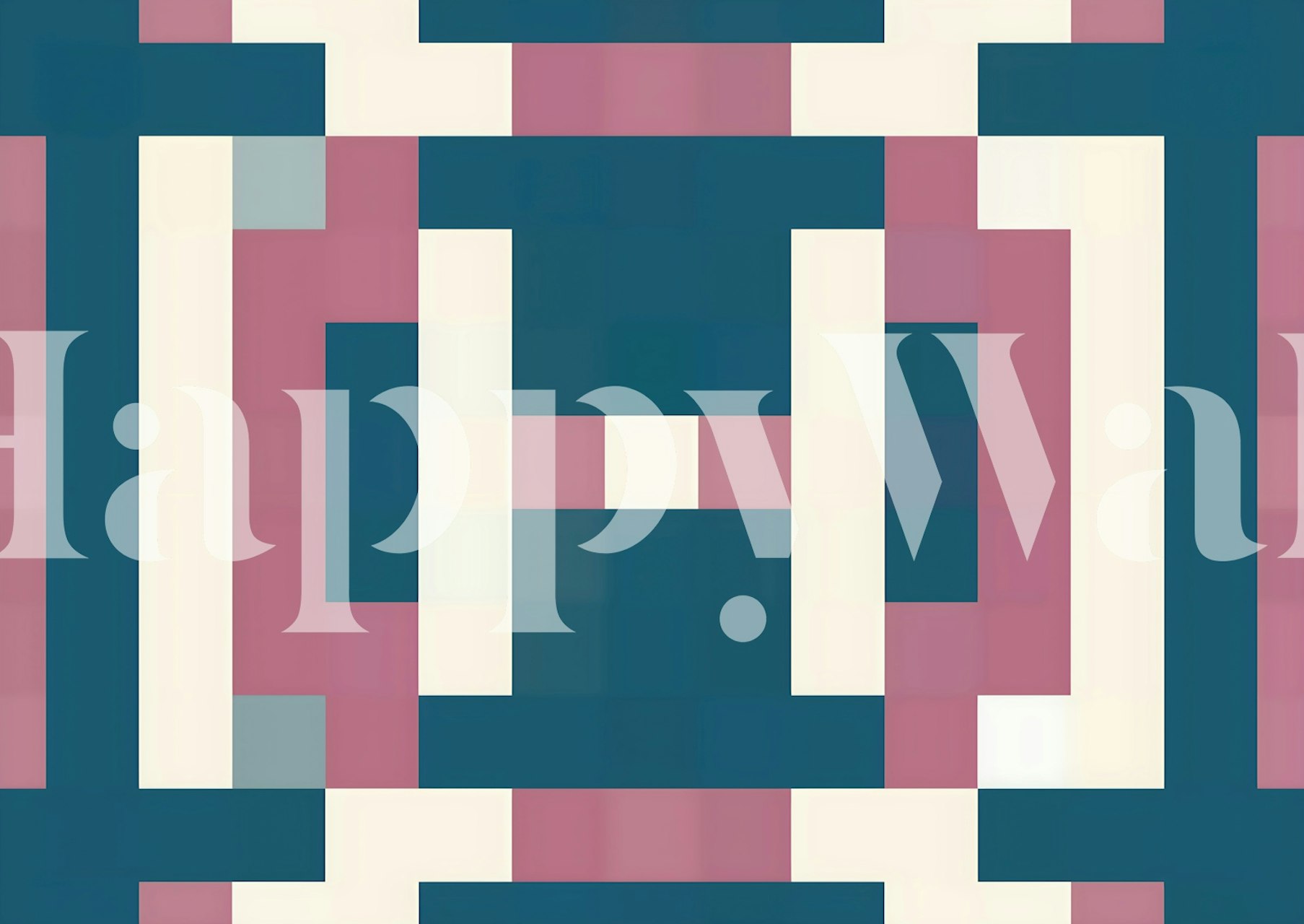 Solo Electric geometrická nástěnná malba s modrými a růžovými barvami