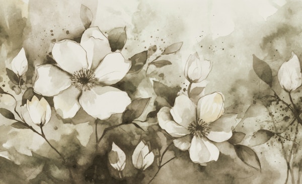 Blooming Spring Watercolor Flowers