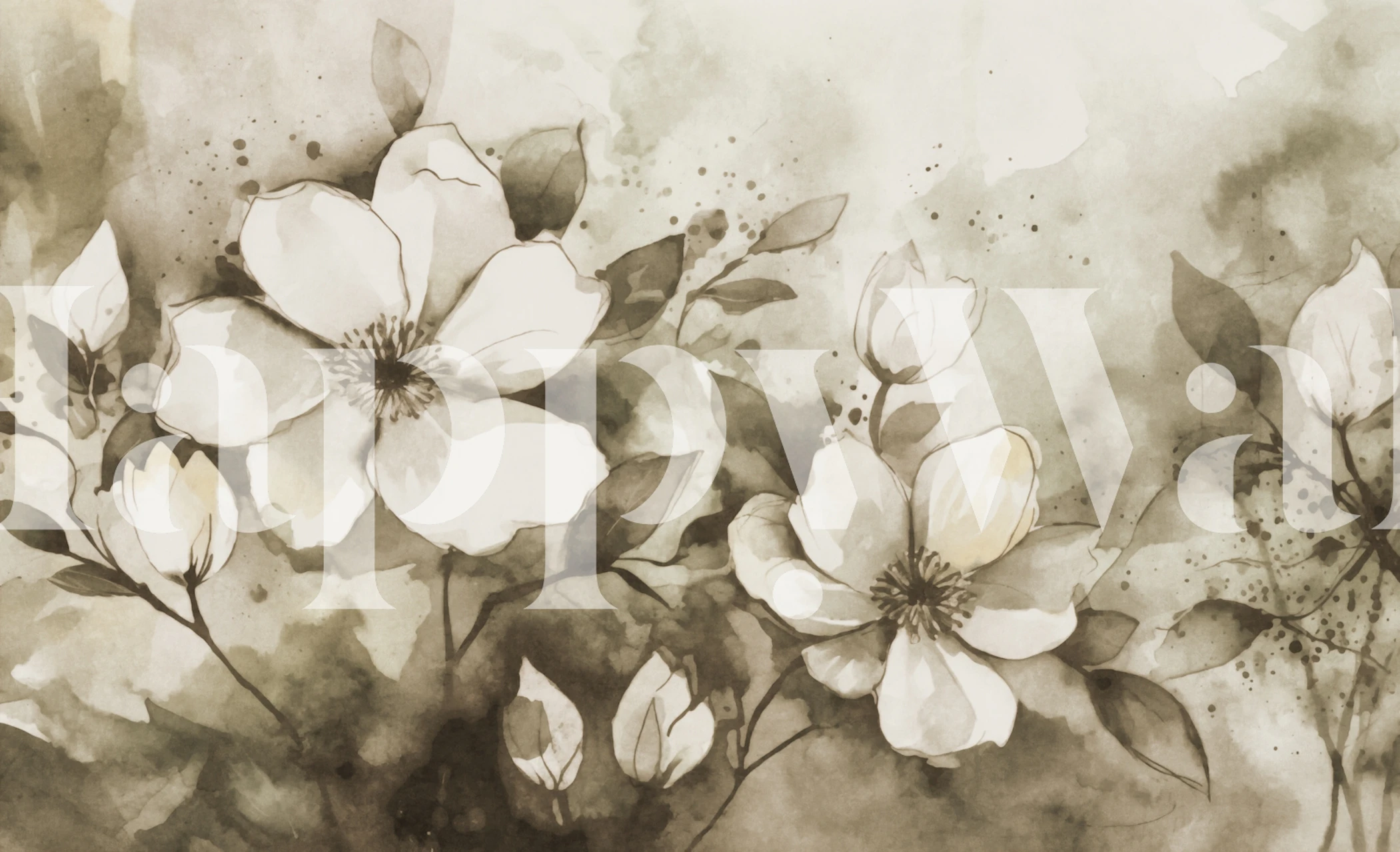 Blooming Spring Watercolor Flowers behangpresentatie
