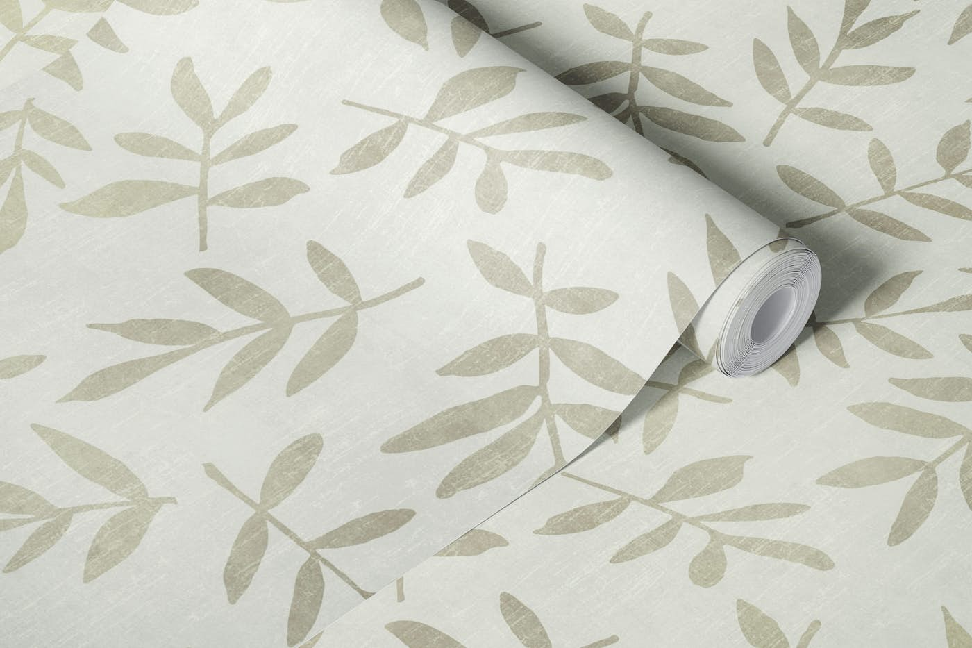 Simple Ditsy Leaf Pattern Neutral Beige wallpaper roll