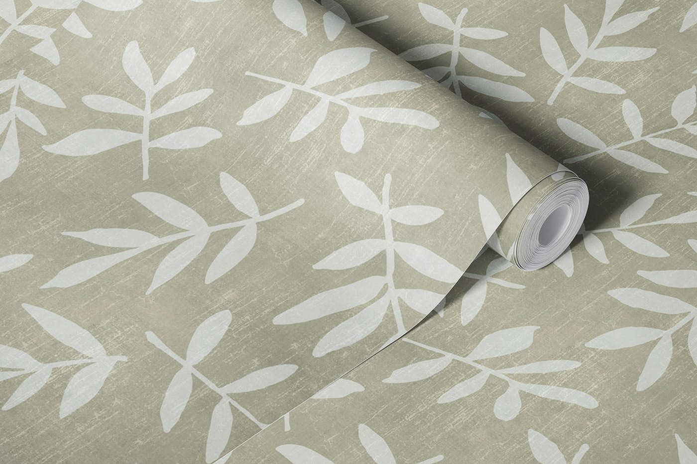 Simple Ditsy Leaves Pattern Neutral Beige wallpaper roll