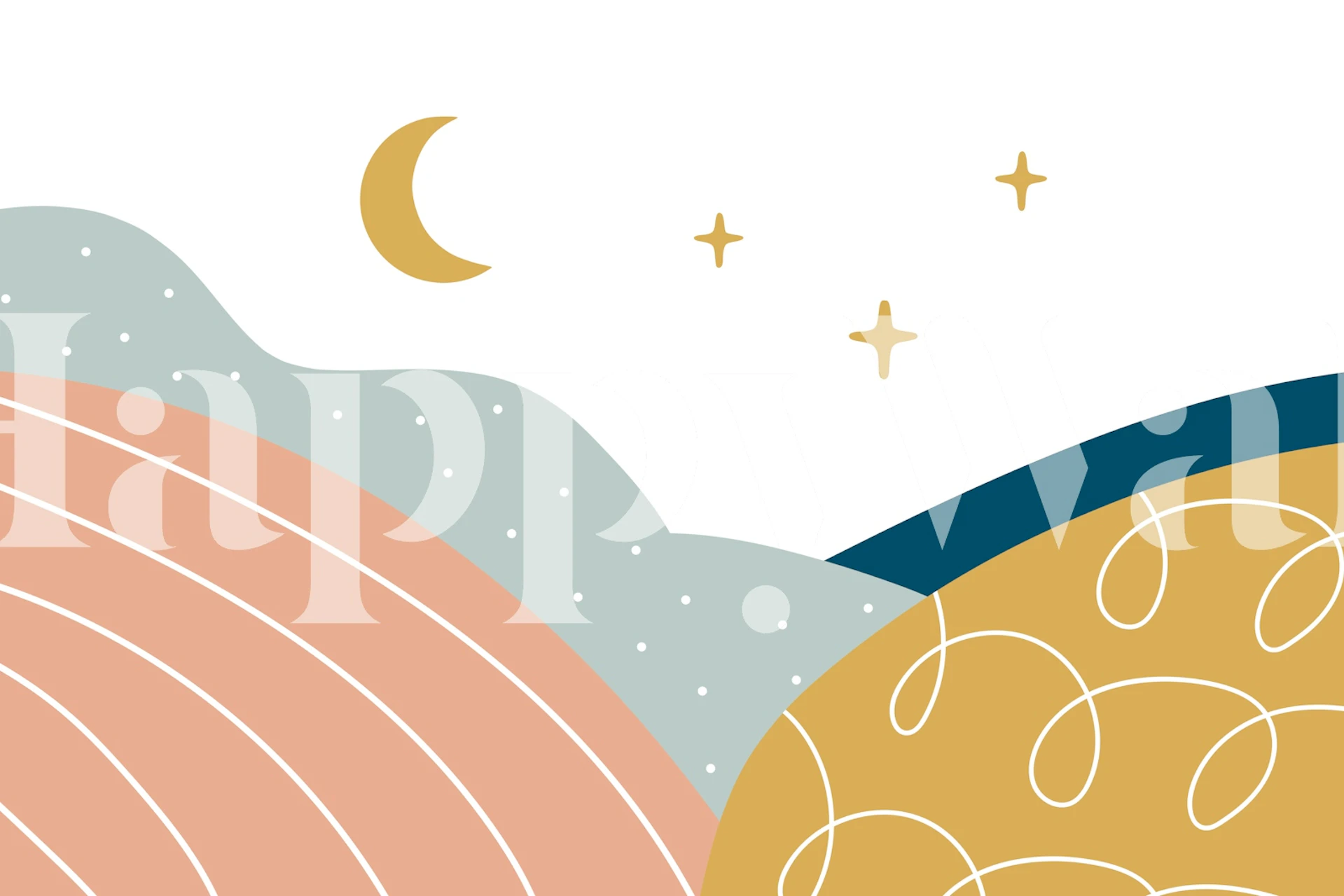 Colorful Abstract Boho Landscape tapet i ett rum