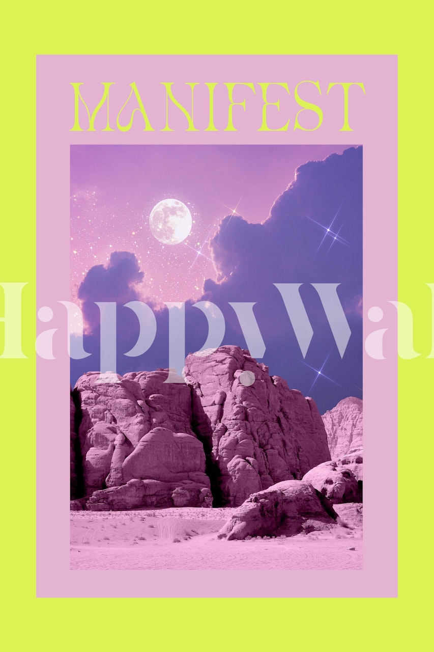 Manifest Moon Neon wallpaper design in a room