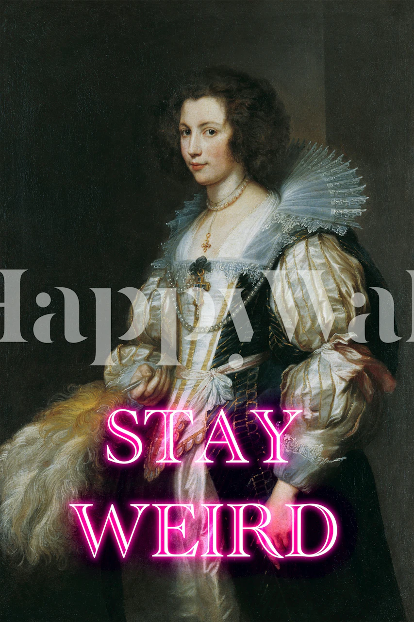 Stay Weird Neon Tapete in einem Raum