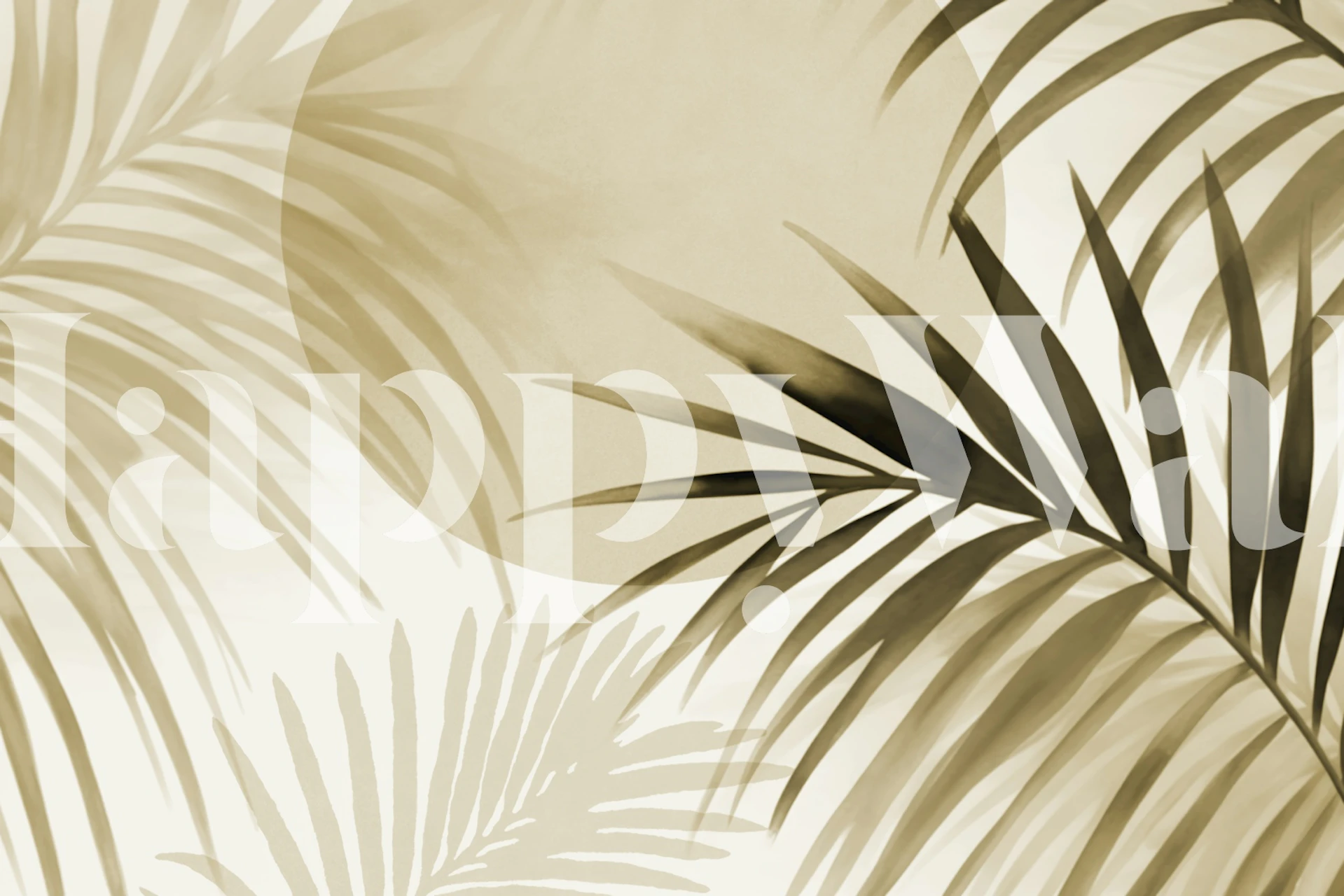 Tropical palm leaves on neutral beige background wallpaper