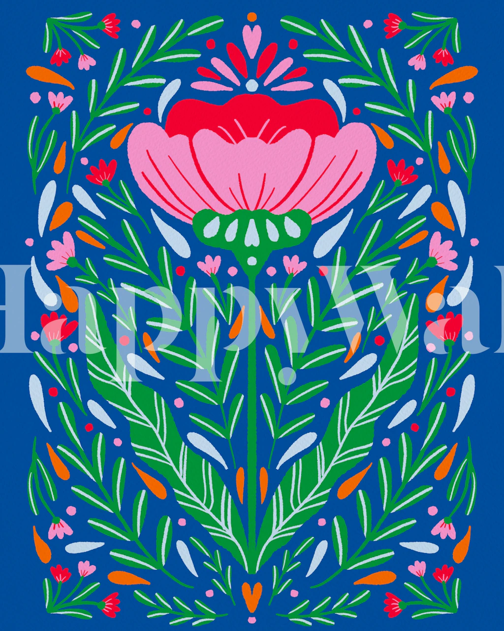 Tapeta Bold Symmetrical Floral u sobi