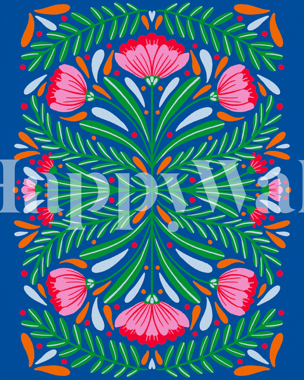 Papel de parede Bold Symmetrical Flowers em um quarto