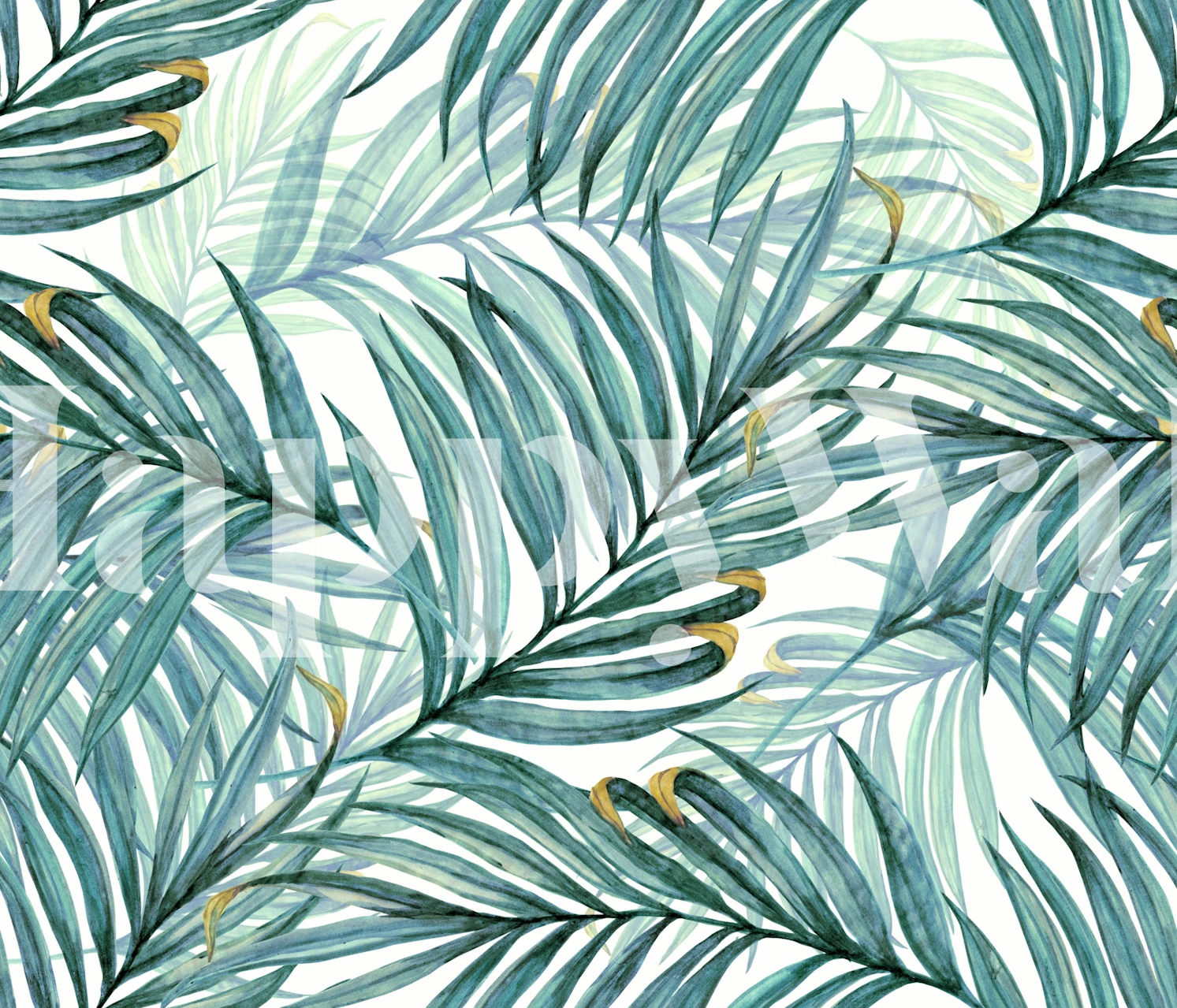 Tropische Palmenblätter in Blau und Grün, botanisches Wallpaper