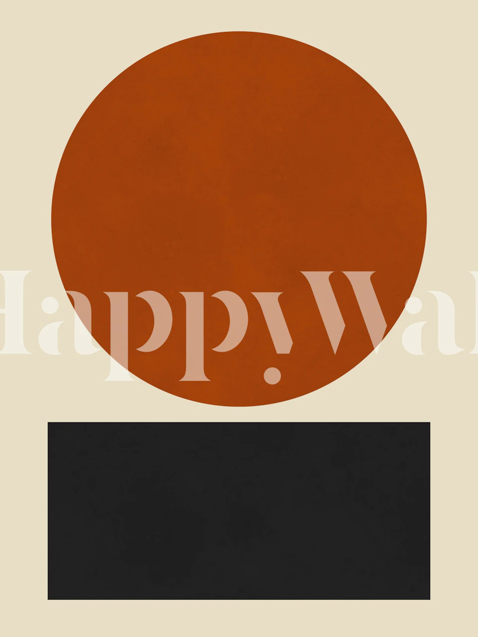 Orange circle and black rectangle on light beige background wallpaper