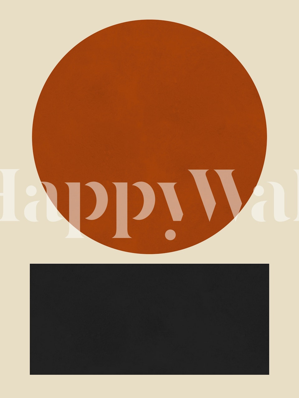Orange circle and black rectangle on light beige background wallpaper