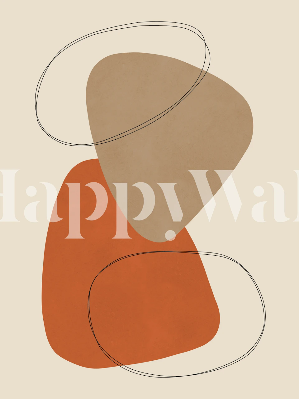 Modern abstract shapes in orange and beige wallpaper