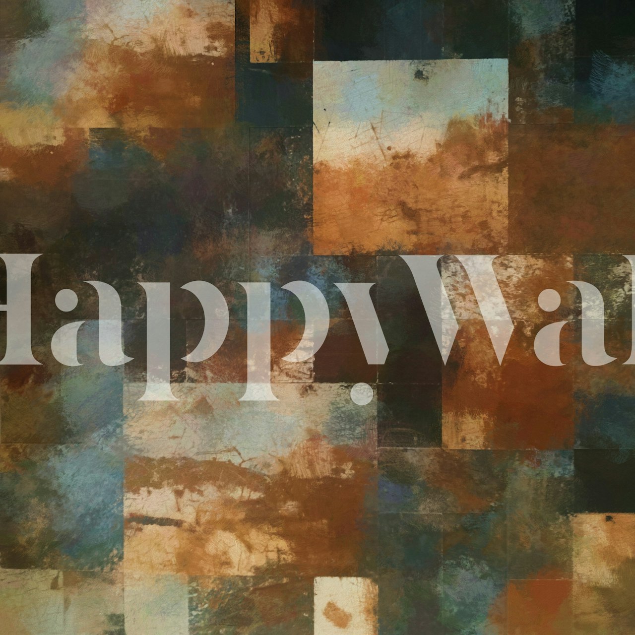 Brown and blue geometric pattern wallpaper