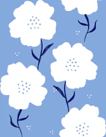 White on Blue Blooms tapeta