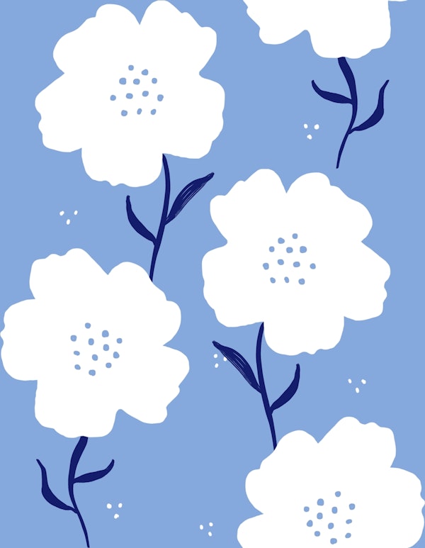 White on Blue Blooms