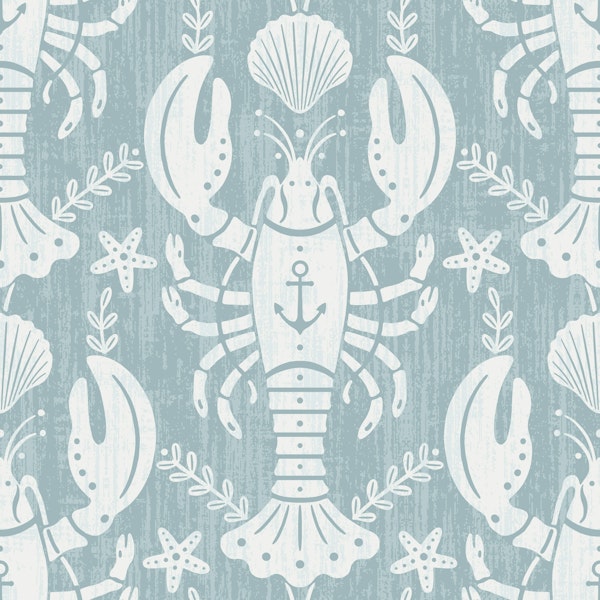 Scandi Blue Lobster with Anchor 1 - Large