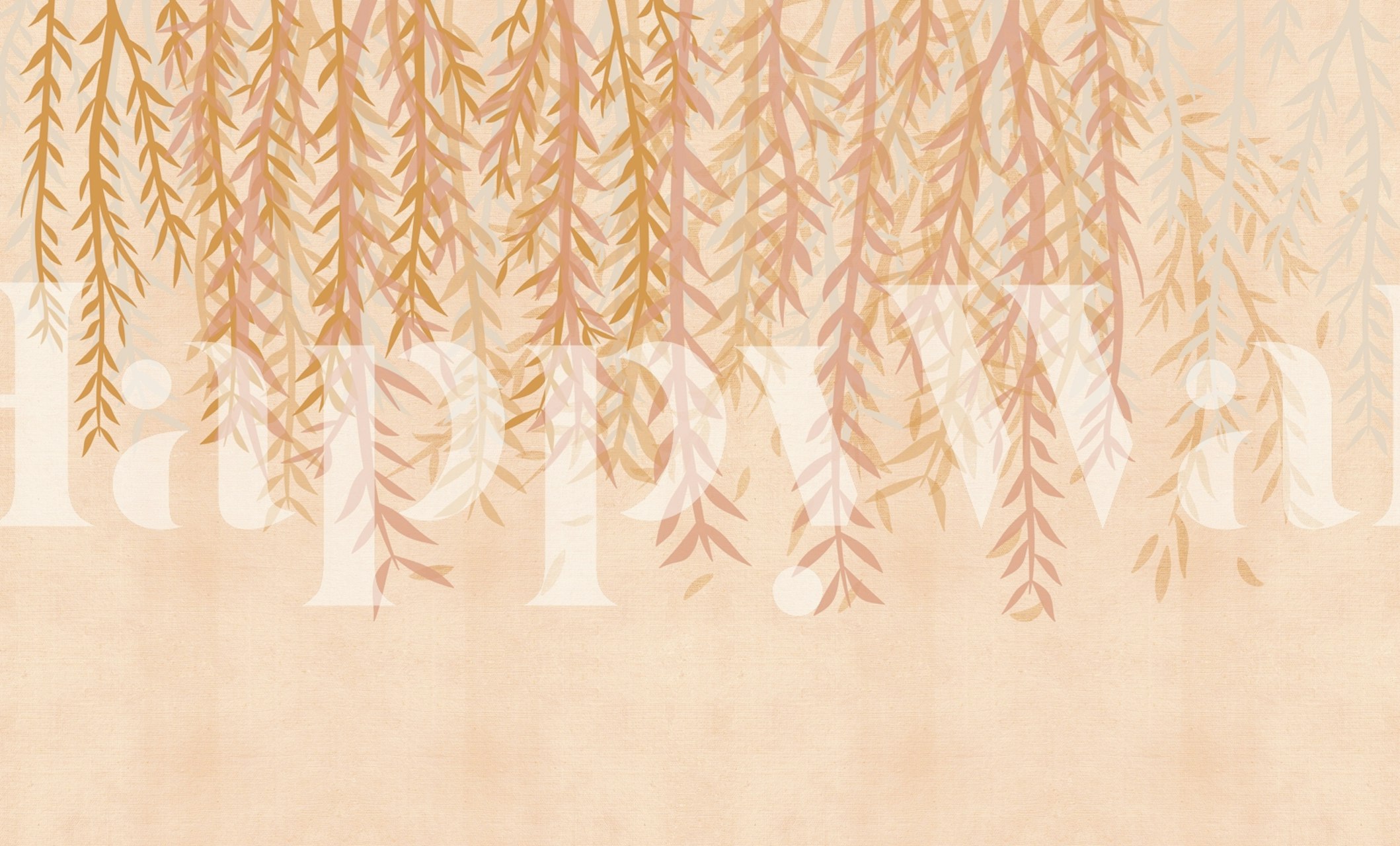 Pastel leaves in warm tones on a neutral background wallpaper