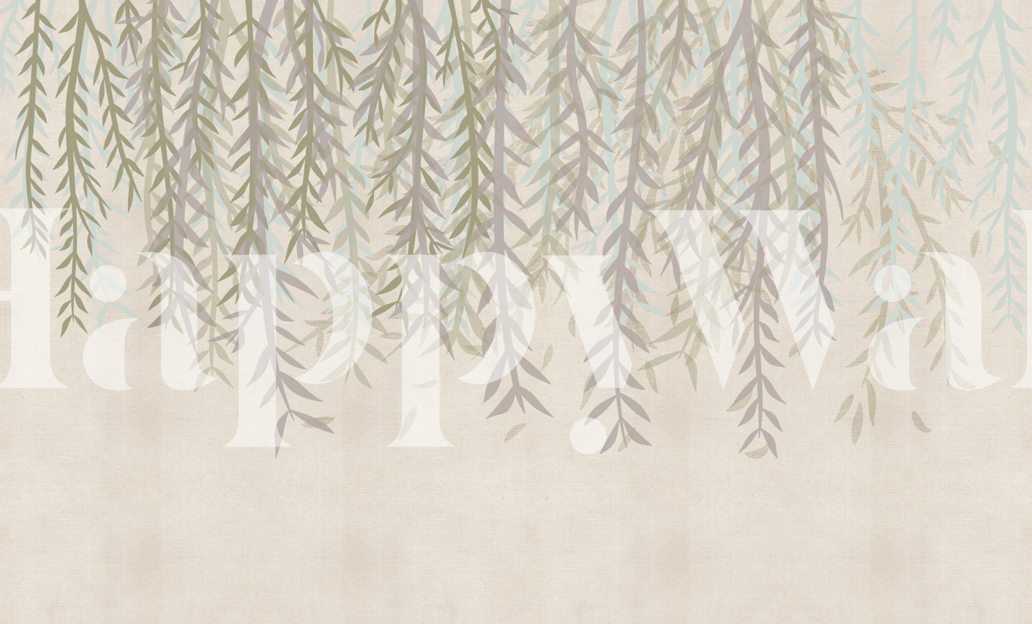 Delicate beige forest leaves pattern on soft background wallpaper