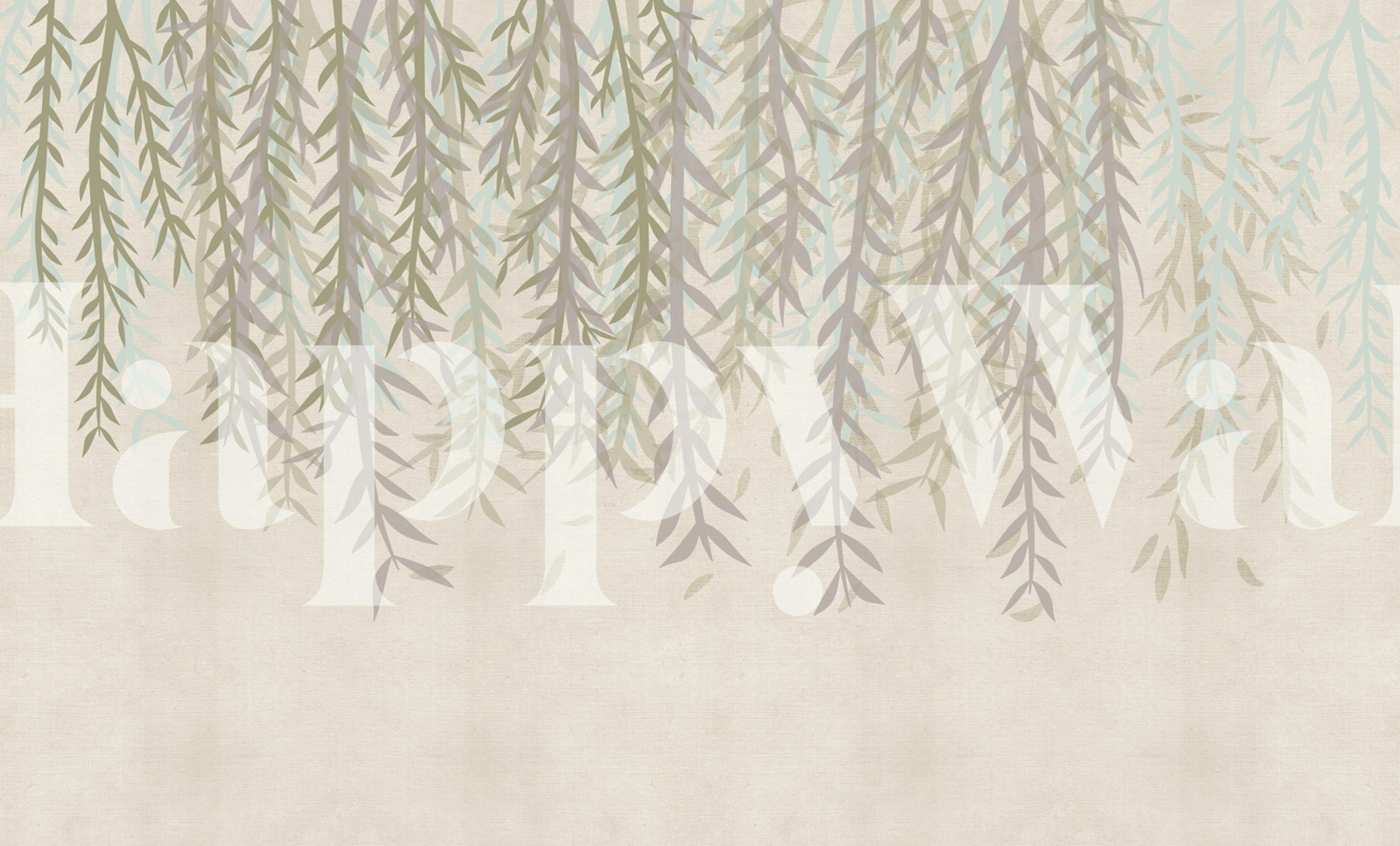 Delicate beige forest leaves pattern on soft background wallpaper