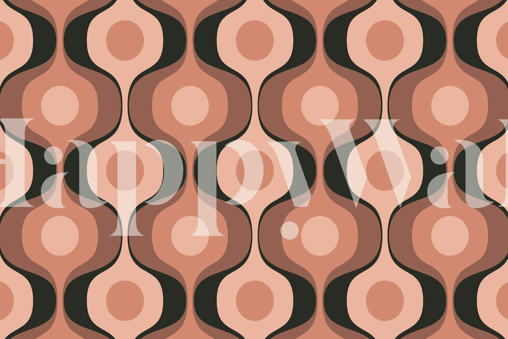 Warm Retro Abstract Geo Waves wallpaper in a room