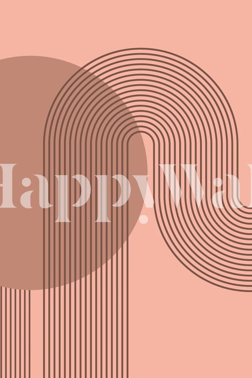 Peach Pink Funky Waves wall mural featuring abstract line art on a soft pink background