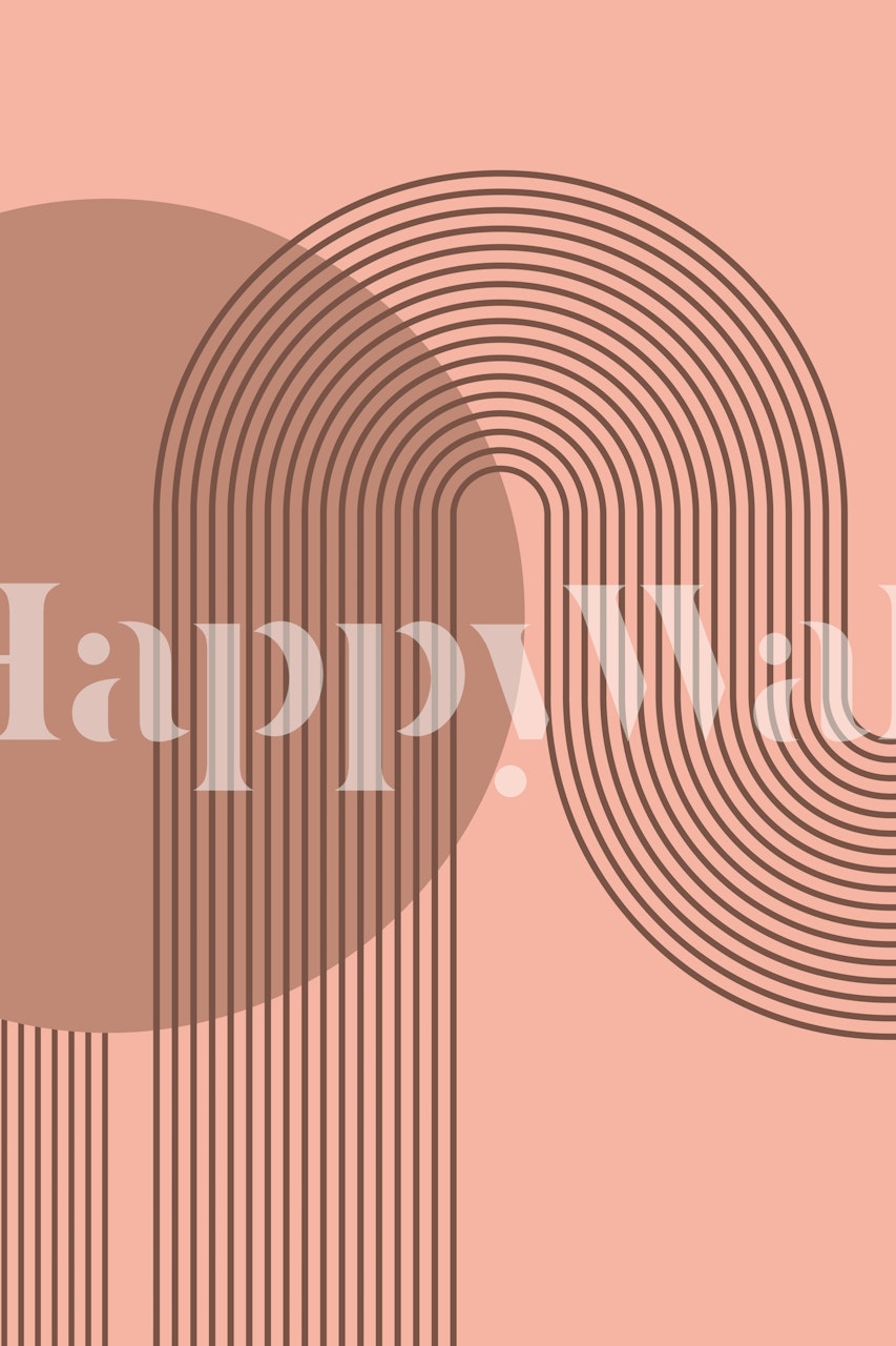 Peach Pink Funky Waves wall mural featuring abstract line art on a soft pink background